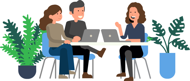 Partners sitting at a table during a meeting